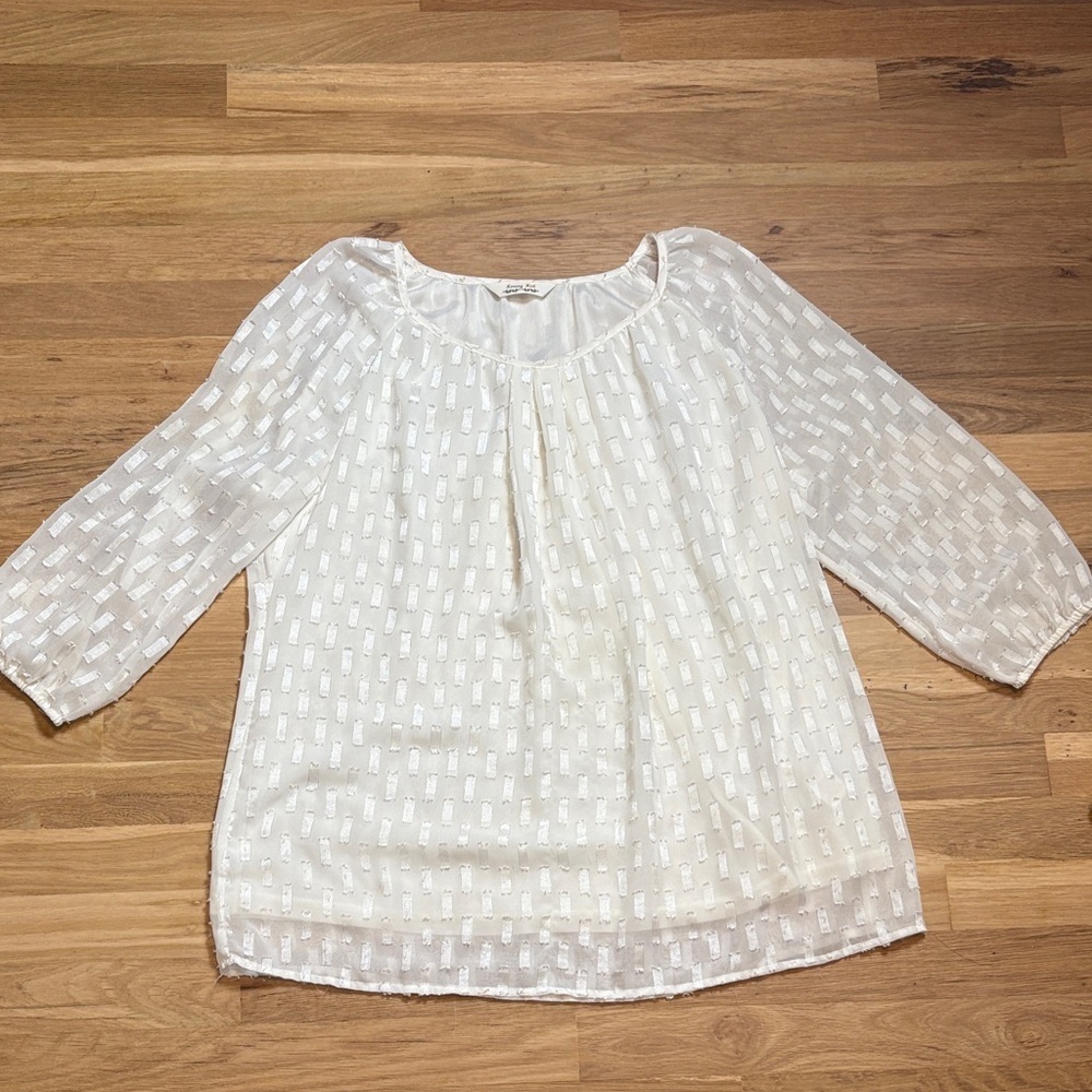 Krazy Kat Elegant White 3/4 Sleeve Blouse Women’s L